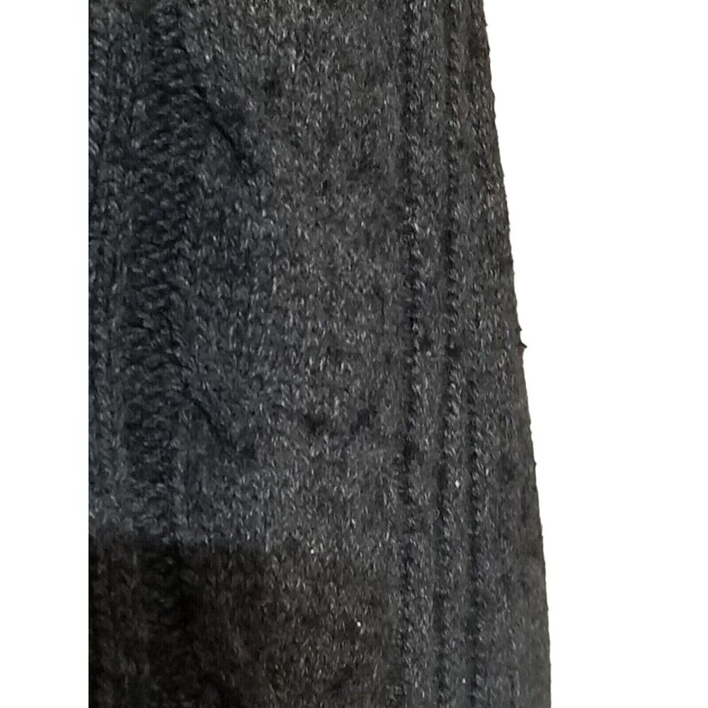 Hoodie Sweater Womens M Lamb Blend Long Sleeve Slub Cable Knit Charcoal - Picture 12 of 14